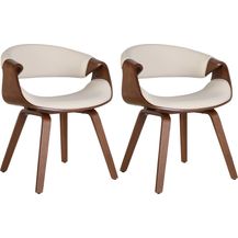 Bild für CLP 2er Set Esszimmerstuhl Foley mit Armlehne und Holzgestell,Kunstleder eiche/creme