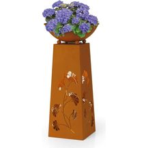 Bild für Hoberg Dekosäule LED Pflanzsäule Ginkgoblätter-Design in Rost-Optik