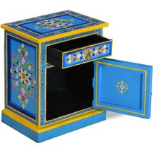 Bild für vidaXL Nachttisch Massivholz Mango Türkis Handbemalt 244834