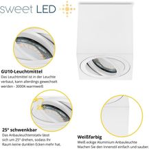 Bild für Sweet LED LED Deckenspots eckig Aufbauspot GU10 7W Aluminium schwenkbar