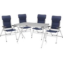 Bild für Camping SET: 4 Campingstühle Hochlehner gepolstert mit Alu Klapptisch 110x70cm