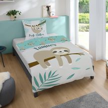 Bild für Faultier Wende Bettwäsche Set 135x200 + 80x80 cm Linon mit Reißverschluss