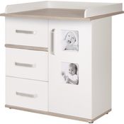 roba Wickelkommode 'Moritz' mit Wickelansatz - Wickeltisch mit 2 Bilderrahmen - Weiß / Luna Elm