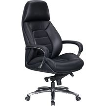 Bild für Bürostuhl Echtleder Schwarz Chefsessel höhenverstellbar ergonomisch mit Armlehnen
