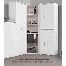 Bild für mokebo® Eckschrank in Grau aus Holz 'Der Lange' moderner Mehrzweckschrank für Flur, Schlafzimmer und Wohnzimmer, Schrank & Haushaltsschrank 