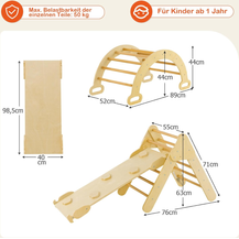 Bild für Dreieckiges Kletter-Spielzeugset aus Holz für Kleinkinder mit Kletterdreieck Indoor Natur