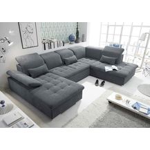 Bild für Couch WAYNE R Sofa Schlafcouch Wohnlandschaft Schlaffunktion anthrazit U-Form rechts