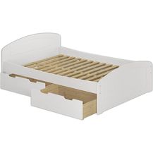 Bild für Doppelbett Ehebett 180x200 Bettkasten Seniorenbett Massivholz Weiß Zubehör wählbar V-60.50-18WRollrost inkl.