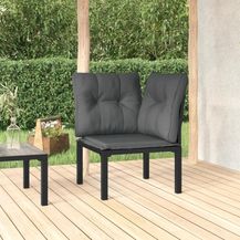 Bild für vidaXL Garten-Eckstuhl mit Kissen Schwarz und Grau Poly Rattan 362797