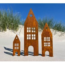 Bild für LB H&F Lilienburg Gartenstecker LB H&F Lilienburg Häuser 3er Set Gartendeko Roststecker (Edelrost Gartenfigur Dekofigur Dekohaus Haus Rost Rostdeko)