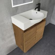 Bild für Alpenberger Badmöbel-Set Gäste WC Waschbecken mit Unterschrank 55 cm Breit, (Badschrank Klein, Badmöbel Set Eiche)