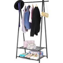 Bild für Songmics Kleiderständer 2 Ablagen Metallgestell platzsparend schwarz HSR05B