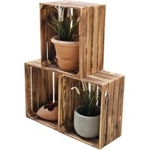 Bild für Holzkisten Weinkisten 3er Set geflammt 50x40x30cm