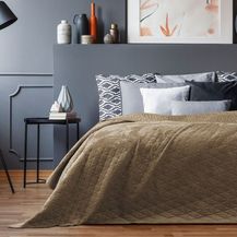 Bild für AmeliaHome Tagesdecke 170x210 cm Cappuccino Steppung Velvet Samt Laila