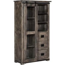 Bild für Massivmoebel24 Standvitrine #226 (Mango 100x45x175 grau lackiert RAILWAY #226)