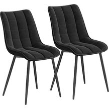 Bild für 2er-Set Küchenstuhl mit Rückenlehne aus Samt Metallbeine Elif schwarz