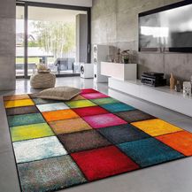 Bild für Paco Home Teppich Wohnzimmer Kinderzimmer Bunt Kurzflor Moderne 3D Optik Kariert Geometrische Muster