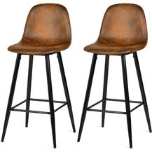 Bild für MEUBLE COSY Barhocker 2er Set Barstuhl Vintage mit Lehne und Fußstütze Sitzhöhe 76 cm aus Wildleder Metallbeine für Bar Bistro Café Küche