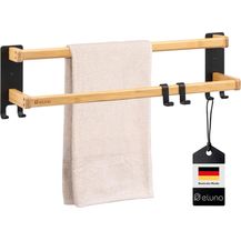 Bild für eluno Handtuchständer aus schwarzem Metall und Bambus