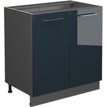 Bild für Spülenunterschrank Fame-Line Dunkelblau Hochglanz 80 cm mit Regal