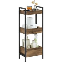 Bild für Badregal mit 3 Ablagefächern Holz Metall Vintagebraun FRG226-F