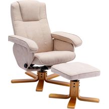 Bild für SVITA Charles Relaxsessel Hocker Sessel Beige Fernsehsessel Drehsessel Polyester Holz