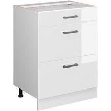 Bild für Küchenunterschrank R-Line Weiß Hochglanz 60 cm mit Schubladen