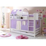 Ticaa Etagenbett Marcel Kiefer Weiß - lila-beige