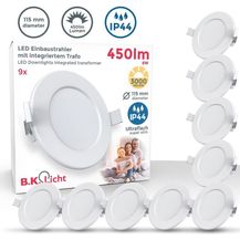 Bild für B.K.Licht LED Einbaustrahler Bad Einbauleuchten 9er Set Ultra-flach Ø115x30mm 230V Weiß