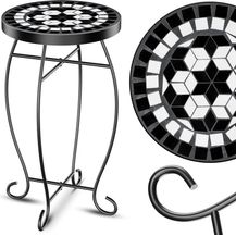 Bild für KESSER® Mosaiktisch Bistrotisch Blumenhocker Rund 60x34cm Metall Mosaik Beistelltisch Balkontisch Gartentische Terrassentisch Balkon Steinmosaik Garten Gartentisch Indoor Outdoor Tetragon