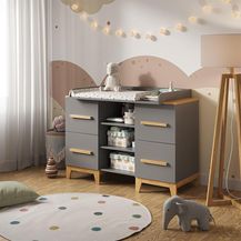 Bild für Wickelkommode Malia Grau 133 x 108 cm XL mit 4 Schubladen Vitalispa