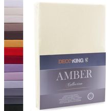 Bild für DecoKing Spannbettlaken 180x200 200x200 cm Creme Spannbetttücher Jersey 100% Baumwolle Boxspringbett Amber 180x200 200x200