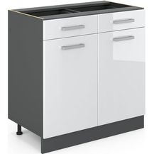 Bild für Küchenunterschrank R-Line Weiß Hochglanz 80 cm ohne Arbeitsplatte Vicco