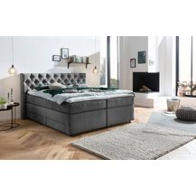 Bild für Belanoti ® Lara Boxspringbett 160x200 mit 4 Schubladen Stauraum Bett 180x200 mit Bettkasten in der Farbe Dunkelgrau H2/H3 Chesterfield Kopfteil 7-Zonen Taschenfederkern Matratze inkl. Visco Topper