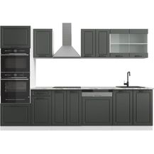 Bild für Küchenzeile R-Line Anthrazit Landhaus/Weiß 300 cm mit Hochschrank