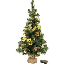Bild für Bambelaa! Weihnachtsbaum Künstlich Mit Beleuchtung Geschmückt Tannenbaum Dekoriert Christbaum Beleuchtet LED 75cm Gold