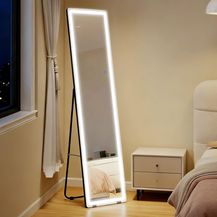 Bild für HOMCOM Standspiegel mit LED-Licht, freistehend, Aluminium, einstellbares Licht (Set, 1-St, 1 Ankleidespiegel)