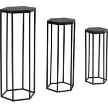 Bild für FineBuy Beistelltisch 3er Set Massivholz / Metall Satztisch Sechseckig