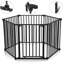Bild für Baby Vivo Kaminschutzgitter 380 cm XXL / Absperrgitter 5+1 mit Tür in Schwarz (5 Elemente und eine Tür)