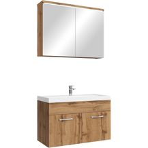 Bild für Badezimmer Badmöbel Set Paso 02 80cm Waschbecken Eiche