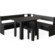 Bild für Eckbankgruppe Roman Schwarz 180 x 180 cm mit Tisch Vicco