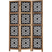 Bild für Paravent Raumteiler 3 fach Holz Trennwand spanische Wand Sichtschutz Natur Schwarz