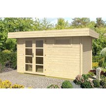 Bild für Alpholz Flachdach Gartenhaus Modell Modern-C Gartenhaus aus Holz Holzhaus mit 28 mm Wandstärke Blockbohlenhaus