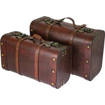 Bild für HMF Schatzkiste Schatztruhen aus Holz und dekorativen Schnappverschlüssen (2er Set, versch. Größen)