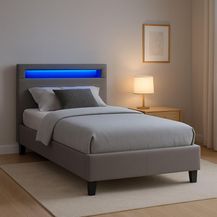 Bild für CARO-Möbel Polsterbett Himalaya mit LED Beleuchtung Einzelbett Jugendbett 90x200 cm mit Lattenrahmen