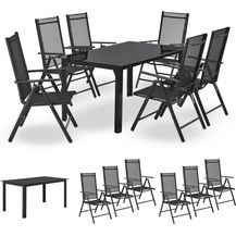 Bild für Juskys Aluminium Gartengarnitur Milano Gartenmöbel Set mit Tisch und 6 Stühlen Dunkel-Grau mit schwarzer Kunstfaser Alu Sitzgruppe Balkonmöbel