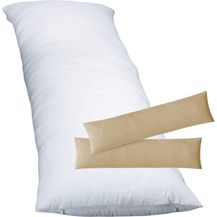 Bild für 1 x Seitenschläferkissen + Jersey Kissenbezug 2er Set 40x145 cm Sand