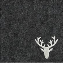 Bild für Quadratischer Untersetzer mit gesticktem Hirschkopf dunkelgrau