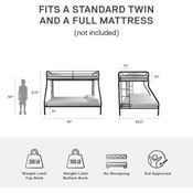 DHP Furniture Twin-Over-Ganzmetall-Etagenbett Dorel Mehrere Farben, platzsparendes Design, langlebige Stahlrahmenkonstruktion