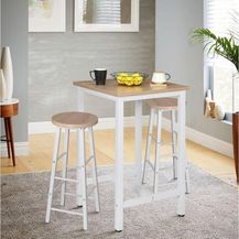 Bild für WOLTU BT34hei 1x Bartisch Bistrotisch Stehtisch Esstisch, Metallgestell, Tischplatte aus MDF, Helleiche, 60 x 60 x 102 cm(BxTxH)